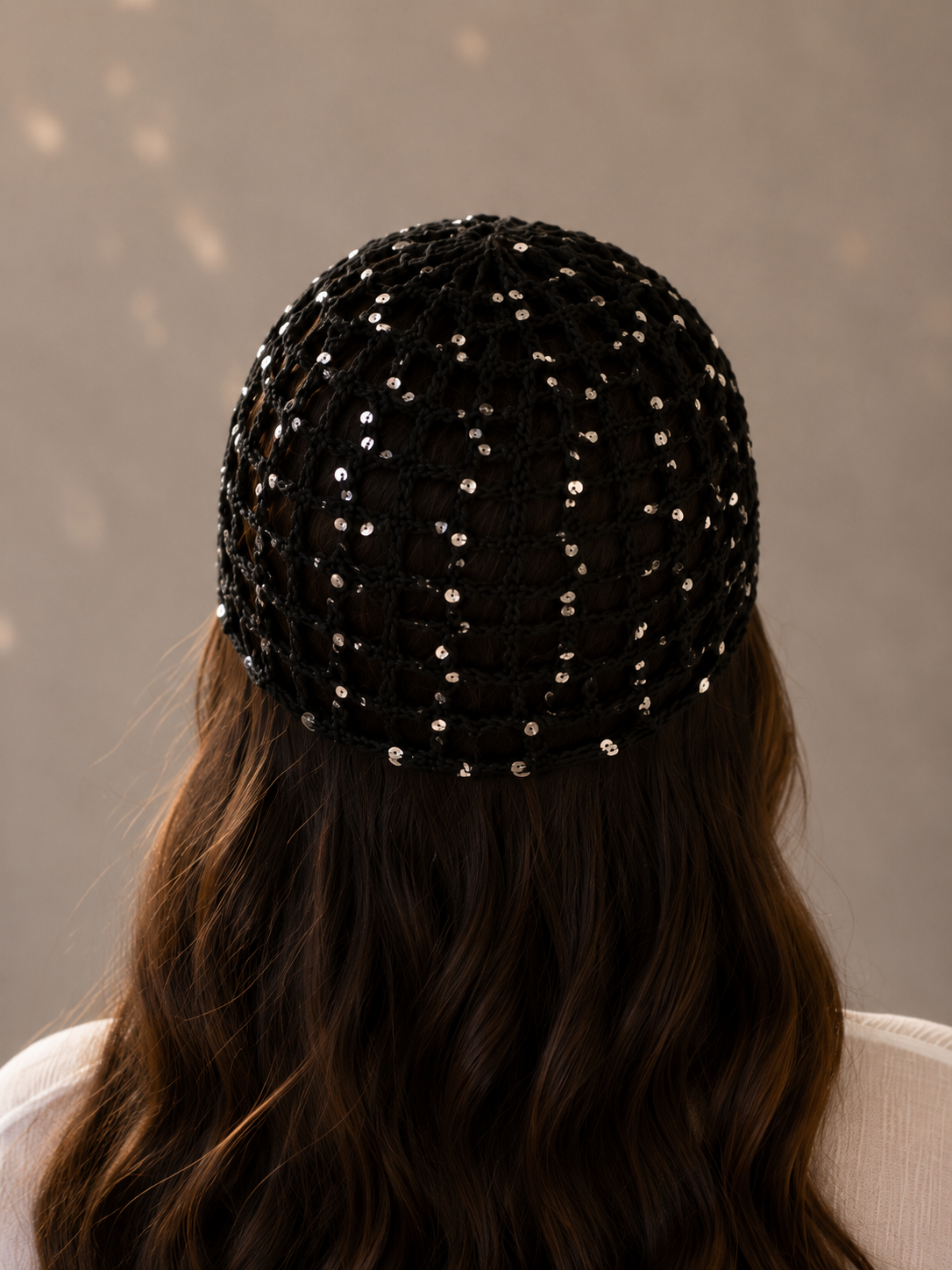 Black Sequin Mesh Hat