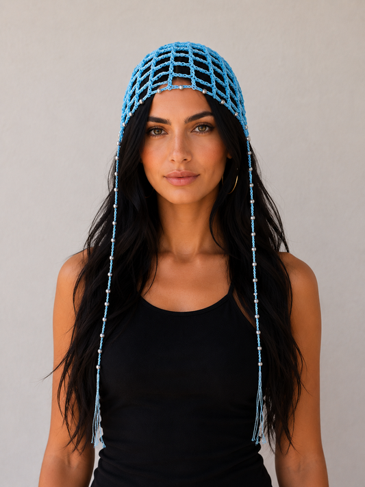 Blue Bling Mesh Cap