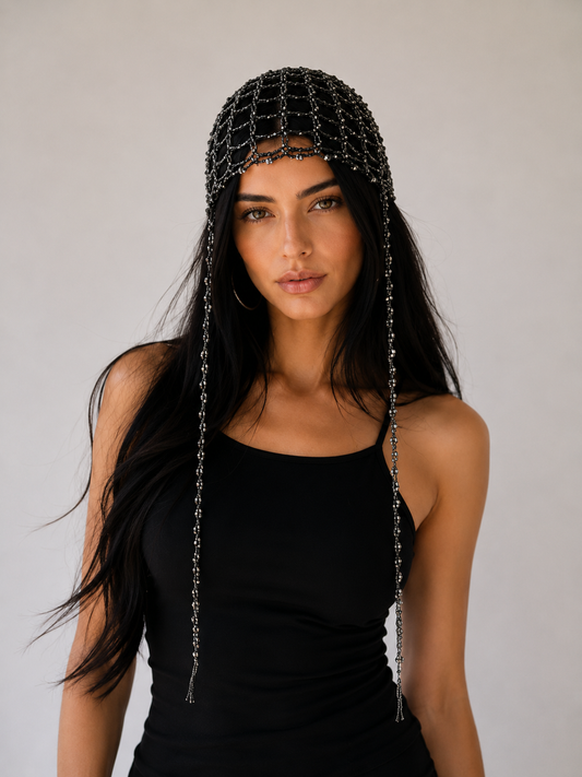 Black Bling Mesh Cap